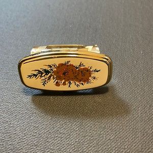 Vintage Lipstick Holder w/ Mirror & Floral Detail